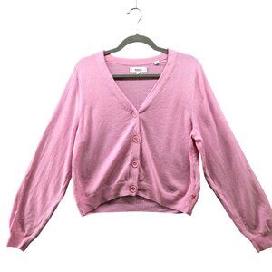 Chinti & Parker Wool Cashmere Cardigan Womens S Pink V-Neck Button Front Relaxed